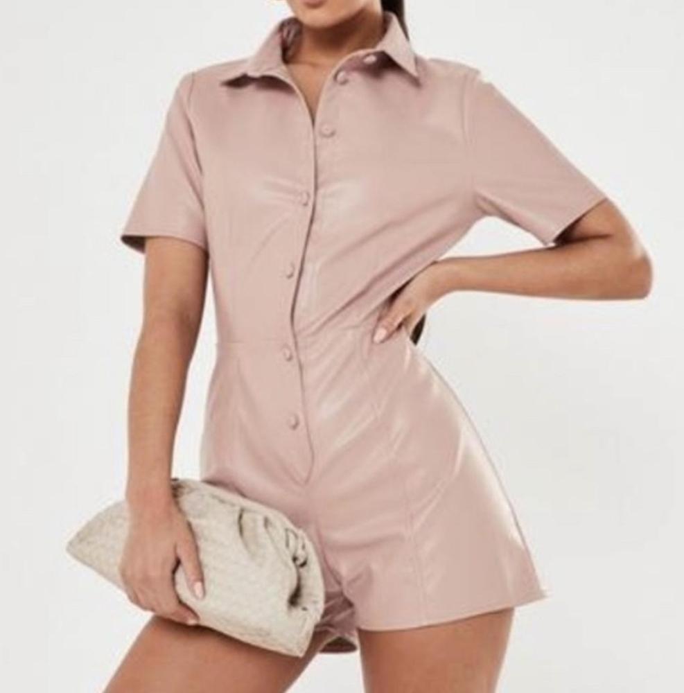 Blush Faux Leather Romper
